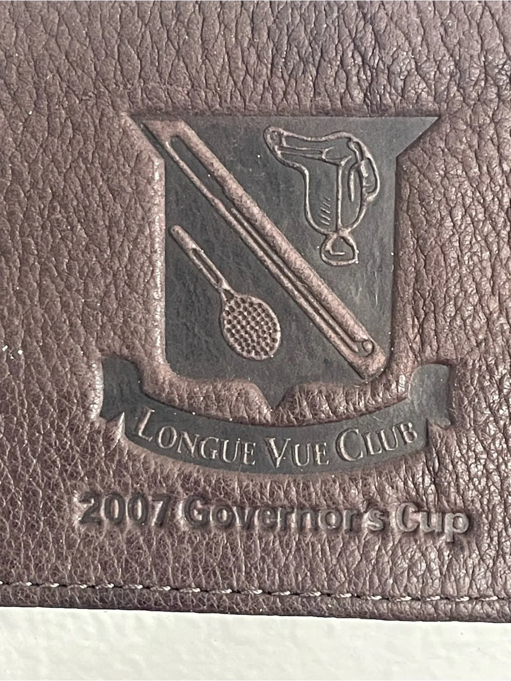 Longue Vue Club 2007 Governors Cup Embossed Leather Men’s Wallet - Dark Brown